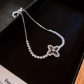 Silver flower bracelet with black marquise stones and white zircons on jewelry box - Silver Black and White Zircon Clover (5#)