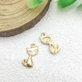 Golden metal cat charms in sitting and standing poses for DIY jewelry making - 1pc Cat Charm A