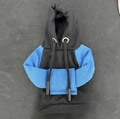 Mini car gear shift hoodie cover in black and blue colorblock knitted design - Black & Blue Patchwork with Eyelets