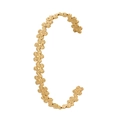Elegant gold titanium steel open bangle featuring a hollow chain and flower design motif - Y539-1 Gold Flower