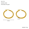 Golden 40mm stainless steel spiral twist hoop earrings with 18k PVD gold plating finish - 3.5*40mm