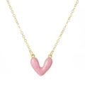 Minimalist gold chain necklace featuring a pink marble textured heart-shaped pendant - Pink Heart (S532)