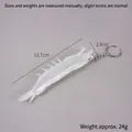 Translucent white PVC shrimp keychain with metal ring measuring 13.7cm in length - Transparent Straight Shrimp (Keychain/No Eyes)