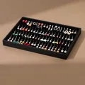 Große Kapazität schwarzes Samt-Ohrring-Display-Tablett für Schmuckaufbewahrung - Schwarz