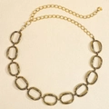 Gold metal body chain waist belt with large oval links and adjustable clasp closure - 19461 Antique Gold