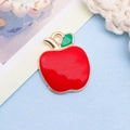 Cute red apple charm pendant in KC gold finish with colorful oil drip for DIY jewelry - 1 Piece (11x14mm)