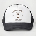 Espresso Martini printed trucker hat with breathable mesh back and adjustable fit - One Size / Black and White