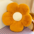 Cute orange flower plush seat cushion with soft faux rabbit fur texture on a chair - 35*35cm / Brown