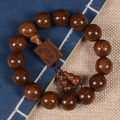 Macro shot of Phoebe zhennan wood beads with engraved charm and gourd pendants - Square Tag + Accessories / 15mm*15 Beads