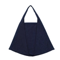Borsa tote minimalista in tessuto plissettato blu scuro con silhouette geometrica - Blu navy