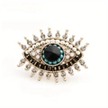 Vintage devil eye brooch in gold finish with turquoise beads and black rhinestones - Evil Eye Series 4