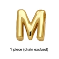 Polished 18K gold plated letter M pendant for DIY bracelet, chain not included - Letter M