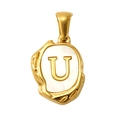 Letter U pendant in gold-plated stainless steel with white mother of pearl inlay - Letter U (SP035G-U(Single Pendant))