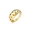 Adjustable 18K gold plated ring with colorful zircon stars and minimalist geometric design - Adjustable Open / Multi-color Zirconia Star Style (11089)