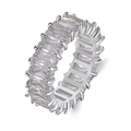 Eternity ring with baguette-cut white zircons in a silver-tone setting on white background - US 6 / White