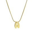 Gold stainless steel snake chain necklace featuring a polished 3D letter A pendant - Necklace - Letter A