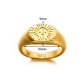 Anillo de sello chapado en oro de 18K con grabado de sol sonriente de 9mm - US 6 / Dorado