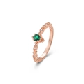 Rose gold ring featuring a round emerald green gemstone and small side diamonds - US 6 / Emerald Green (Rose Gold)