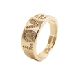 Adjustable golden copper heart ring featuring micro-pave cubic zirconia and LOVE engraving - Adjustable Open / Gold LOVE Hollow Style