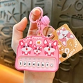 Porte-clés piano rose avec motif de chiot mignon pour décoration de sac anti-stress - Pendentif Piano Shiba Inu / Rose