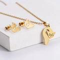 Golden titanium steel fox jewelry set including animal pendant necklace and stud earrings - Fox