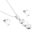 Sieradenset voor dames met hartvormige ketning en oorbellen in schelp en zilveren finish - Zilveren Hart Witte Parelmoer Set / Zilverwit (KS198573-HR)