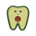 Broche émaillée dent avocat avec visage souriant pour sacs à dos et vêtements - Dent Avocat (Vert)