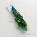 Glittery blue peacock Christmas ornament with real feathers and beads, size 32.5cm - Oversized Peacock Bird