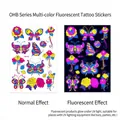 OHB-018 Fluorescent butterfly and rose tattoo stickers with neon glow effect - Fluorescent OHB-018