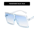 Oversized square sunglasses featuring transparent blue frames and blue gradient lenses - Transparent Blue Frame Blue Lens