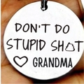 Stainless steel round keychain engraved with letter and grandma quote, gift for grandson - Steel STH GRANDMA