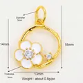 Pendentif marguerite élégant avec zircon micro-serti et émail blanc pour bijoux DIY - Style R / Or