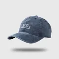 Classic washed blue denim baseball cap featuring white embroidered D letter and curved visor - M (56-58cm) / Denim Blue