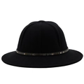 Detail of wool felt bucket hat with studded decorative band and structured seam design - M (56-58cm) / Black