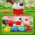 Miniature resin cat and animal desktop figurines in colorful boots and teapots - 1116 Glowing Chase (6 Pcs/End Box) / Full Box Set
