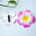 Pink and yellow gradient artificial frangipani flower hair clips with black duckbill clip - Rose-red Flower Head + Clip [4cm]