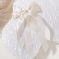Elegant cream white double-layered satin ribbon bow hair clip for girls and women - Cream White (21)