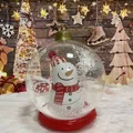 Inflatable PVC Christmas snow globe with snowman figure and internal white foam beads - Transparent Snowman with Base no Light