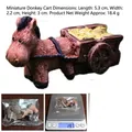 Miniature resin donkey pulling a cart ornament for succulent gardens, 5.3x2.2x3cm size - Donkey Cart