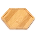 Hexagonal bamboo succulent tray with natural wood grain and raised edge on white background - Small Hexagon 9cm From Side To Side