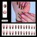 Uñas postizas largas de bailarina con diseño de telaraña y degradado arcoíris Halloween - Estilo de Degradado de Telaraña (W1008) / Tipo de Pegamento