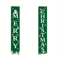 Détail de bannières de porte de Noël vertes avec motifs Père Noël et bonhomme de neige - Style Bonhomme de Neige Vert (Christmas-11)