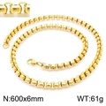 Chunky 6mm gold plated stainless steel rolo chain necklace for men and women, 60cm length - Gold 6mm x 600mm (KN230441-Z)