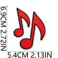 Detailed view of red music note embroidery patch with 6.9cm height dimensions - Red Connected Musical Notes (9号)
