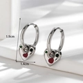 Silver stainless steel heart earrings with red and green enamel, size 1.9cm x 1.4cm - Silver Red Green Enamel Heart (ER-1137)