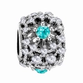 Silver snowflake bead charm with sparkling white and teal crystals for DIY bracelet - Snowflake Shape / Lake Blue