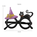 Halloween glitter glasses with purple witch hat and black cat for party decoration - Black Cat Purple Hat Decorative Glasses