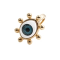 Goldener Evil Eye Ring mit blau-weißer Zirkon-Einlage auf weißem Hintergrund - Blaues Auge mit Goldperlenrand (CR0176)