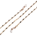Golden lip-print glasses chain with metal links and clear anti-slip silicone loops - Gold