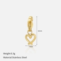 Golden heart-shaped pendant with spring clasp in polished stainless steel for DIY necklace - Heart Pendant